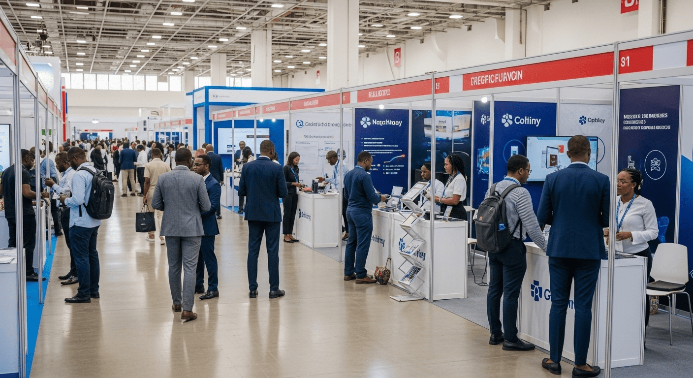 Exhibition hall with technology displays
