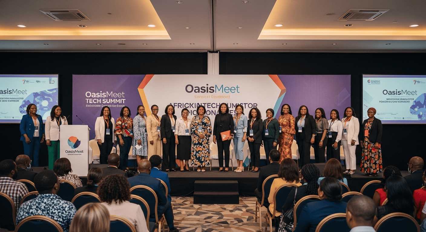 OasisMeet Women in Tech Summit - Group of professional women leaders on stage